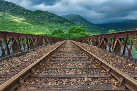 Railway tracks over water
